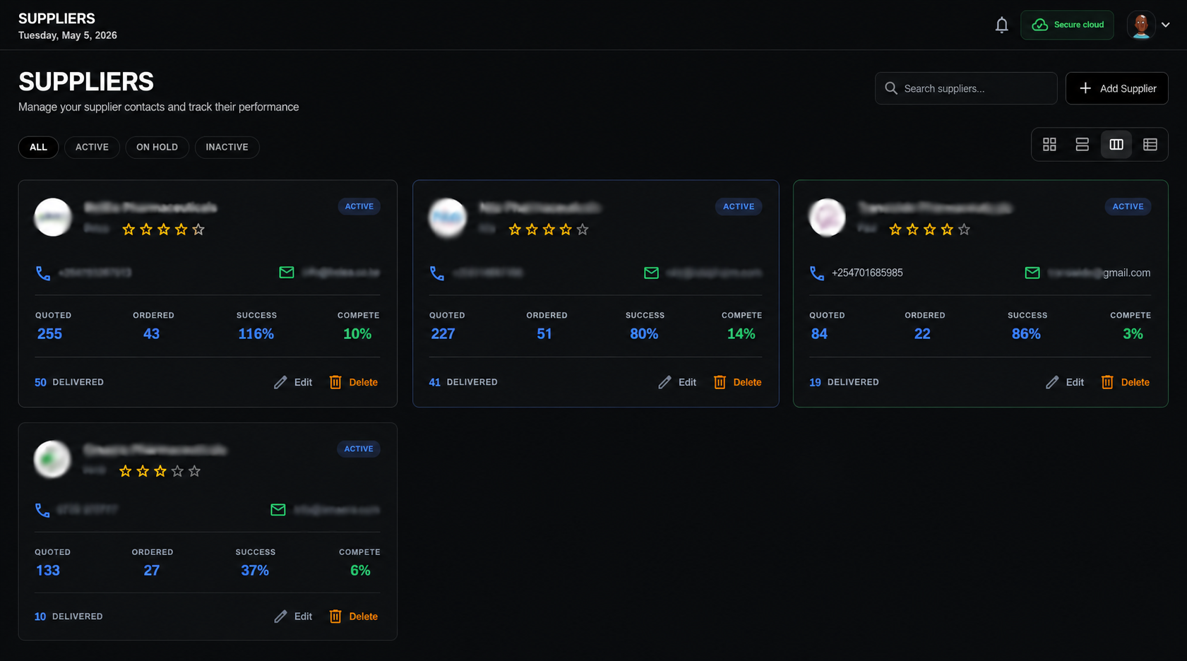 Supplier CRM Interface
